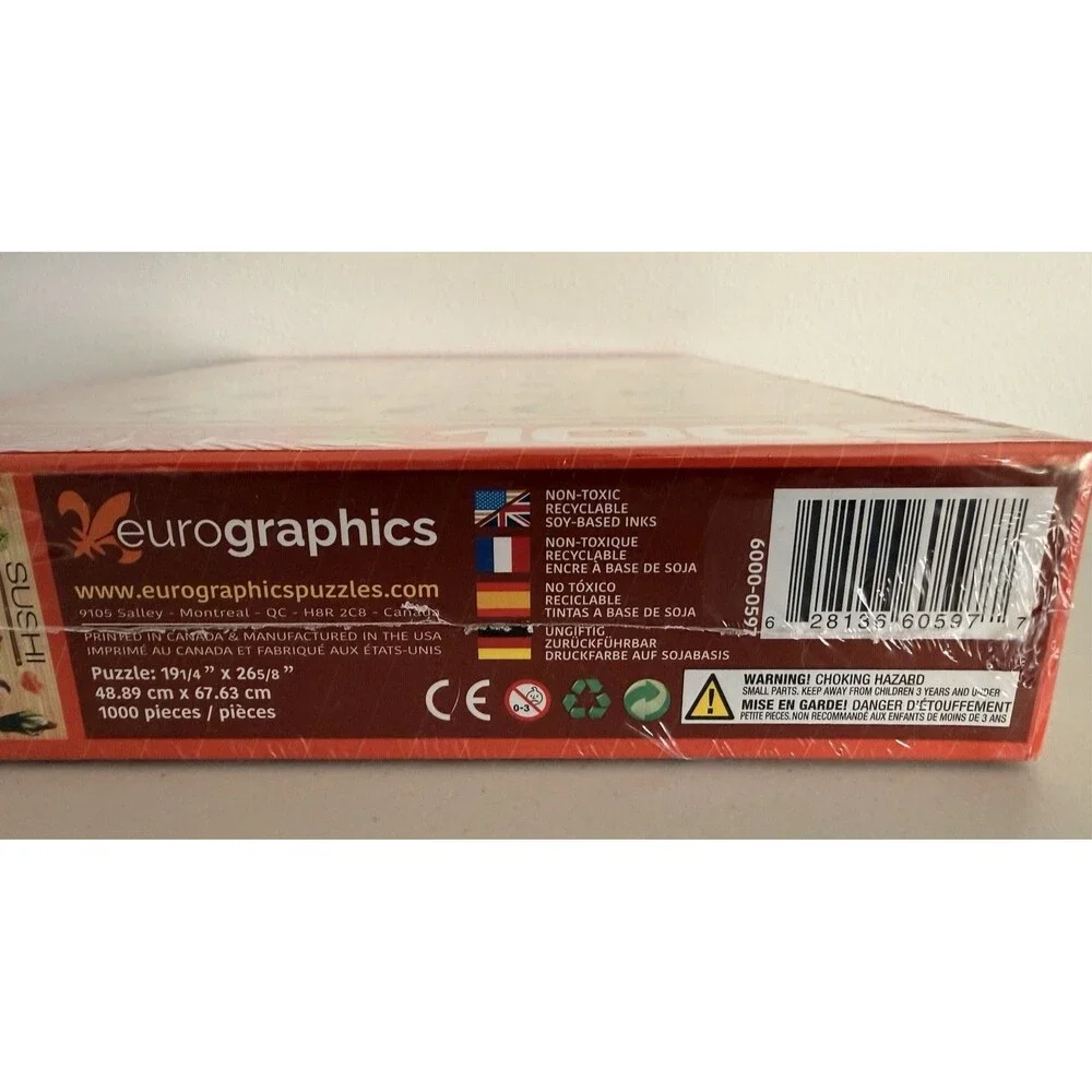 EUROGRAPHICS 1000 Piece Puzzle Sushi 19 1/4 x 26 5/8 New with Recipe included